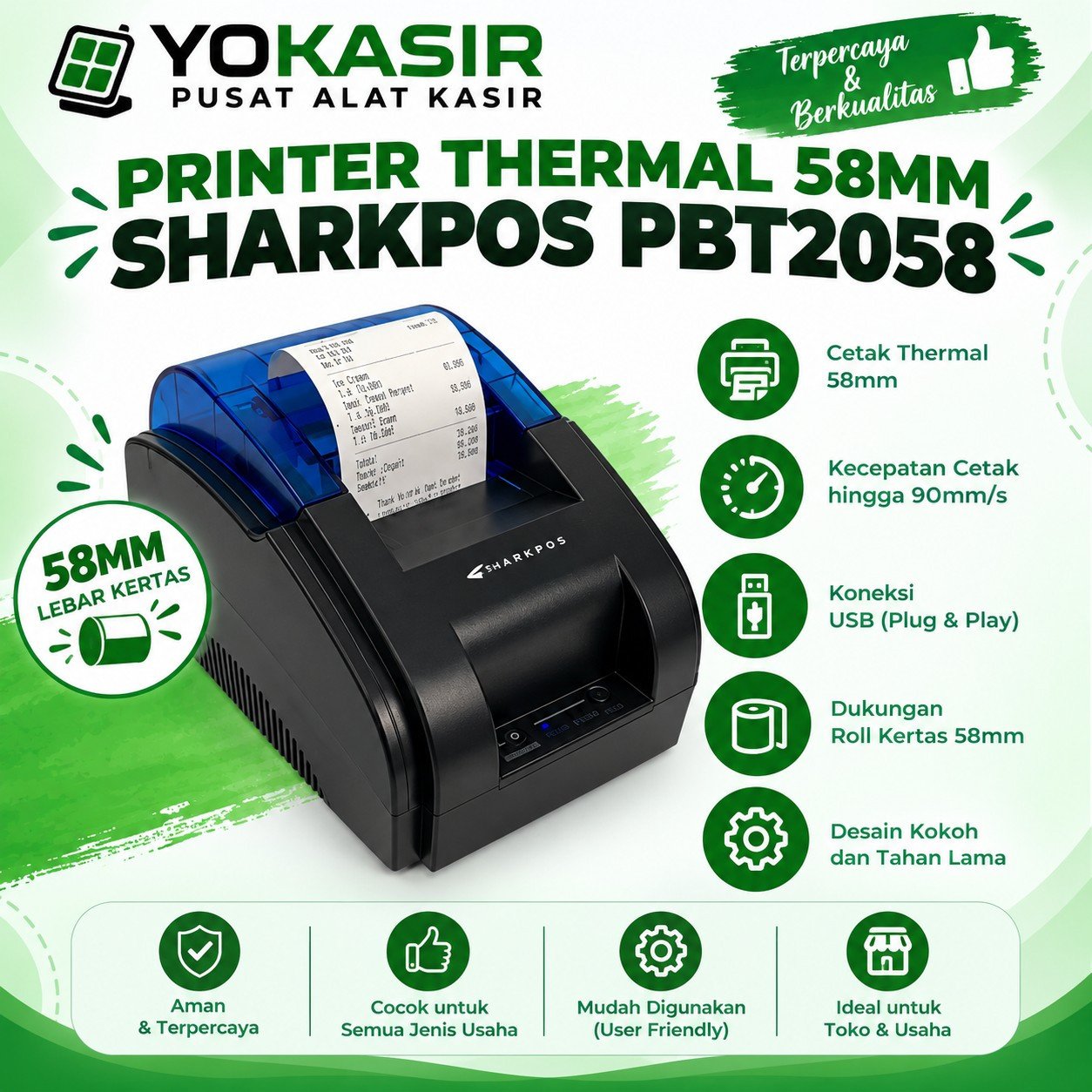 PRINTER THERMAL 58MM SHARKPOS PBT2058